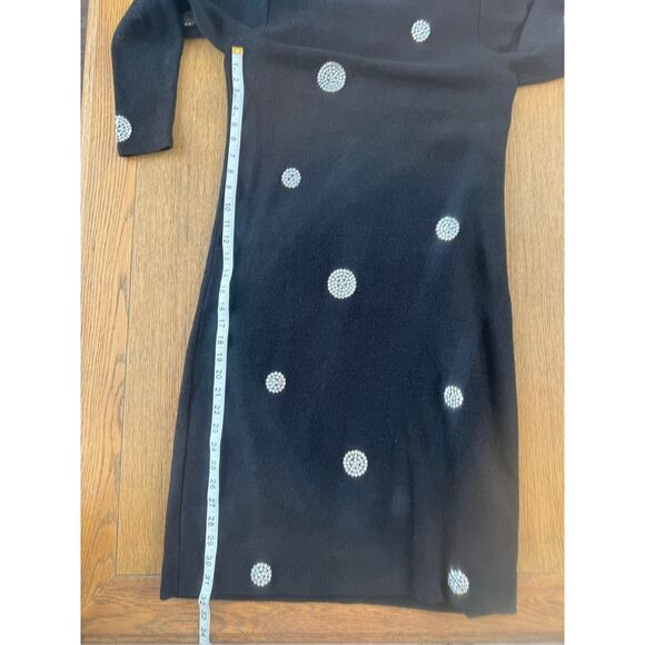 Vintage Adolfo Black Knit with Dress Size M Designer Couture with Rhinestones - Picture 5 of 13